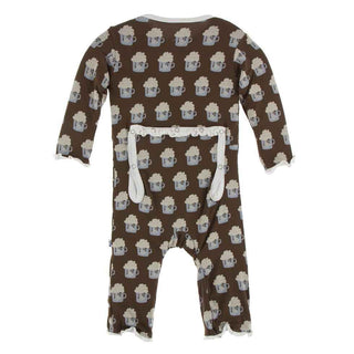 KicKee Pants Print Muffin Ruffle Coverall with Zipper - Hot Cocoa