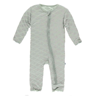 KicKee Pants Print Muffin Ruffle Coverall with Zipper - Iridescent Mermaid Scales