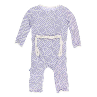 KicKee Pants Print Muffin Ruffle Coverall with Zipper - Lilac Double Helix