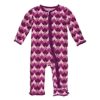 KicKee Pants Print Muffin Ruffle Coverall with Zipper - Melody Waves