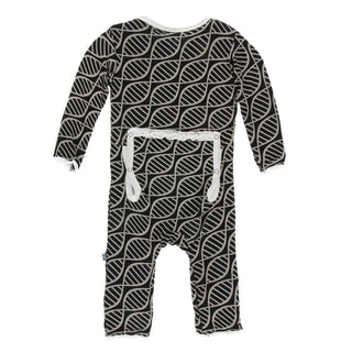 KicKee Pants Print Muffin Ruffle Coverall with Zipper - Midnight Double Helix