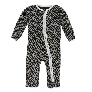 KicKee Pants Print Muffin Ruffle Coverall with Zipper - Midnight Double Helix