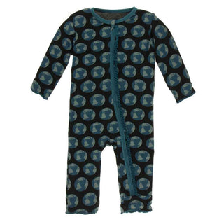 KicKee Pants Print Muffin Ruffle Coverall with Zipper - Midnight Environmental Protection