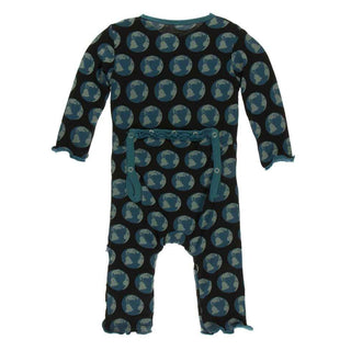 KicKee Pants Print Muffin Ruffle Coverall with Zipper - Midnight Environmental Protection