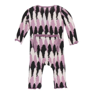 KicKee Pants Print Muffin Ruffle Coverall with Zipper - Midnight Forestry