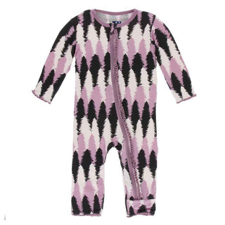 KicKee Pants Print Muffin Ruffle Coverall with Zipper - Midnight Forestry