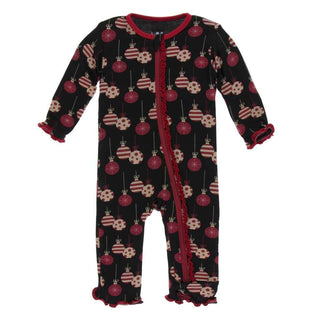 KicKee Pants Print Muffin Ruffle Coverall with Zipper - Midnight Ornaments