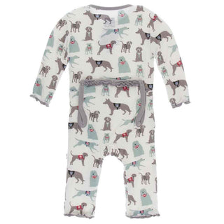 KicKee Pants Print Muffin Ruffle Coverall with Zipper - Natural Canine First Responders