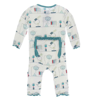 KicKee Pants Print Muffin Ruffle Coverall with Zipper - Natural Chemistry Lab