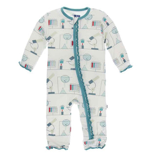 KicKee Pants Print Muffin Ruffle Coverall with Zipper - Natural Chemistry Lab