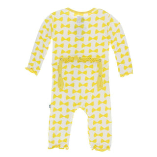 KicKee Pants Print Muffin Ruffle Coverall with Zipper - Natural Farfalle