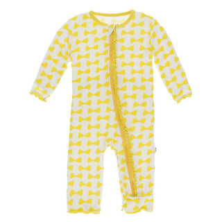 KicKee Pants Print Muffin Ruffle Coverall with Zipper - Natural Farfalle