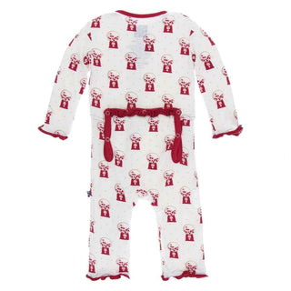 Print Muffin Ruffle Coverall with Zipper - Natural Gumball MachineKicKee PantsSize: 3-6 Months