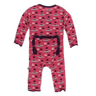 KicKee Pants Print Muffin Ruffle Coverall with Zipper - Red Ginger Aliens with Flying Saucers