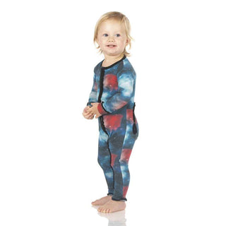 KicKee Pants Print Muffin Ruffle Coverall with Zipper - Red Ginger Galaxy