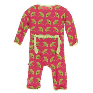 KicKee Pants Print Muffin Ruffle Coverall with Zipper - Red Ginger Ginkgo