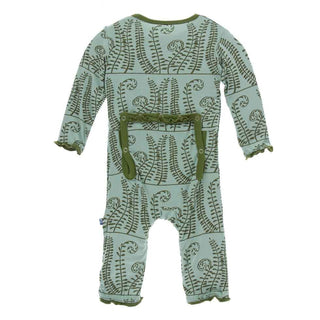KicKee Pants Print Muffin Ruffle Coverall with Zipper - Shore Ferns