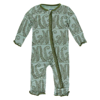 KicKee Pants Print Muffin Ruffle Coverall with Zipper - Shore Ferns