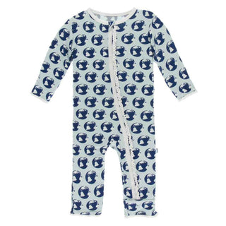 KicKee Pants Print Muffin Ruffle Coverall with Zipper - Spring Sky Environmental Protection