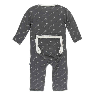 KicKee Pants Print Muffin Ruffle Coverall with Zipper - Stone Dandelion Seeds
