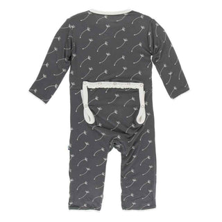 Print Bamboo Muffin Ruffle Coverall with Zipper - Stone Dandelion Seeds Baby & Toddler Sleepwear