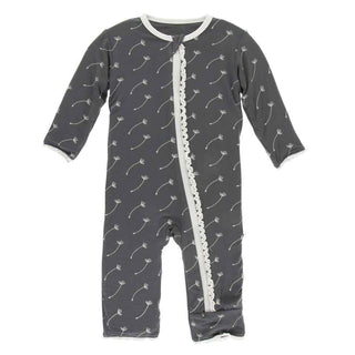 KicKee Pants Print Muffin Ruffle Coverall with Zipper - Stone Dandelion Seeds