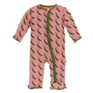 KicKee Pants Print Muffin Ruffle Coverall with Zipper - Strawberry Sweet Peas