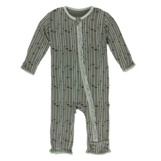 KicKee Pants Print Muffin Ruffle Coverall with Zipper - Succulent Bamboo
