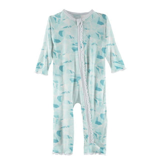KicKee Pants Print Muffin Ruffle Coverall with Zipper - Water
