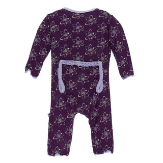 KicKee Pants Print Muffin Ruffle Coverall with Zipper - Wine Grapes Atoms