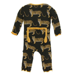 Print Muffin Ruffle Coverall with Zipper - Zebra TigerKicKee PantsSize: 3-6 Months