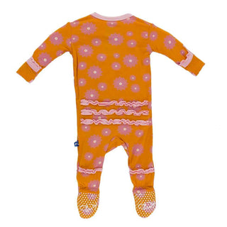 KicKee Pants Print Muffin Ruffle Footie - Sunset Water Lily