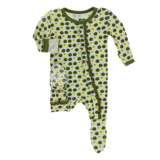 KicKee Pants Print Muffin Ruffle Footie with Snaps - Aloe Tomatoes