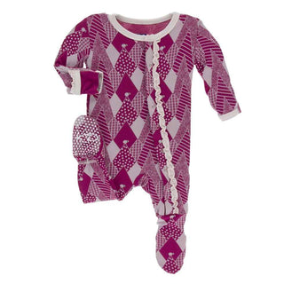 KicKee Pants Print Muffin Ruffle Footie with Snaps - Berry Mountains