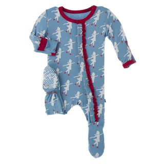 KicKee Pants Print Muffin Ruffle Footie with Snaps - Blue Moon Ice Skater