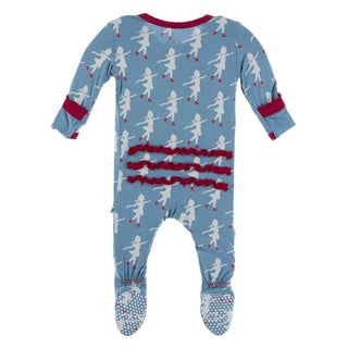 KicKee Pants Print Muffin Ruffle Footie with Snaps - Blue Moon Ice Skater