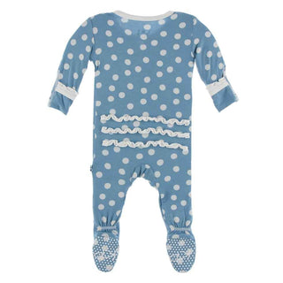 KicKee Pants Print Muffin Ruffle Footie with Snaps - Blue Moon Snowballs