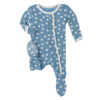 KicKee Pants Print Muffin Ruffle Footie with Snaps - Blue Moon Snowballs