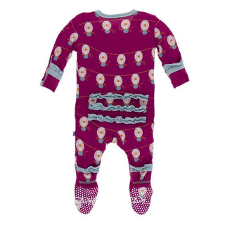 KicKee Pants Print Muffin Ruffle Footie with Snaps - Dragonfruit Lantern Festival