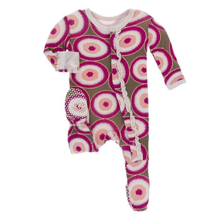 KicKee Pants Print Muffin Ruffle Footie with Snaps - Falcon Agate Slices