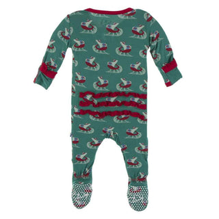 KicKee Pants Print Muffin Ruffle Footie with Snaps - Ivy Sled