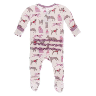 KicKee Pants Print Muffin Ruffle Footie with Snaps - Macaroon Canine First Responders