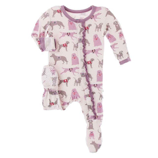 KicKee Pants Print Muffin Ruffle Footie with Snaps - Macaroon Canine First Responders