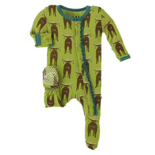 KicKee Pants Print Muffin Ruffle Footie with Snaps - Meadow Bad Moose