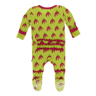 KicKee Pants Print Muffin Ruffle Footie with Snaps - Meadow Chili Peppers