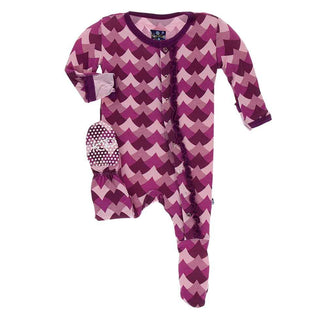 KicKee Pants Print Muffin Ruffle Footie with Snaps - Melody Waves