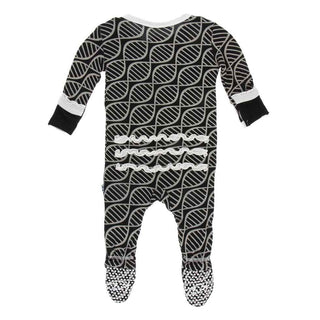 KicKee Pants Print Muffin Ruffle Footie with Snaps - Midnight Double Helix