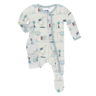 KicKee Pants Print Muffin Ruffle Footie with Snaps - Natural Chemistry Lab