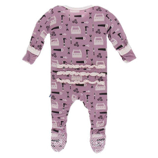 KicKee Pants Print Muffin Ruffle Footie with Snaps - Pegasus Construction