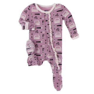 KicKee Pants Print Muffin Ruffle Footie with Snaps - Pegasus Construction